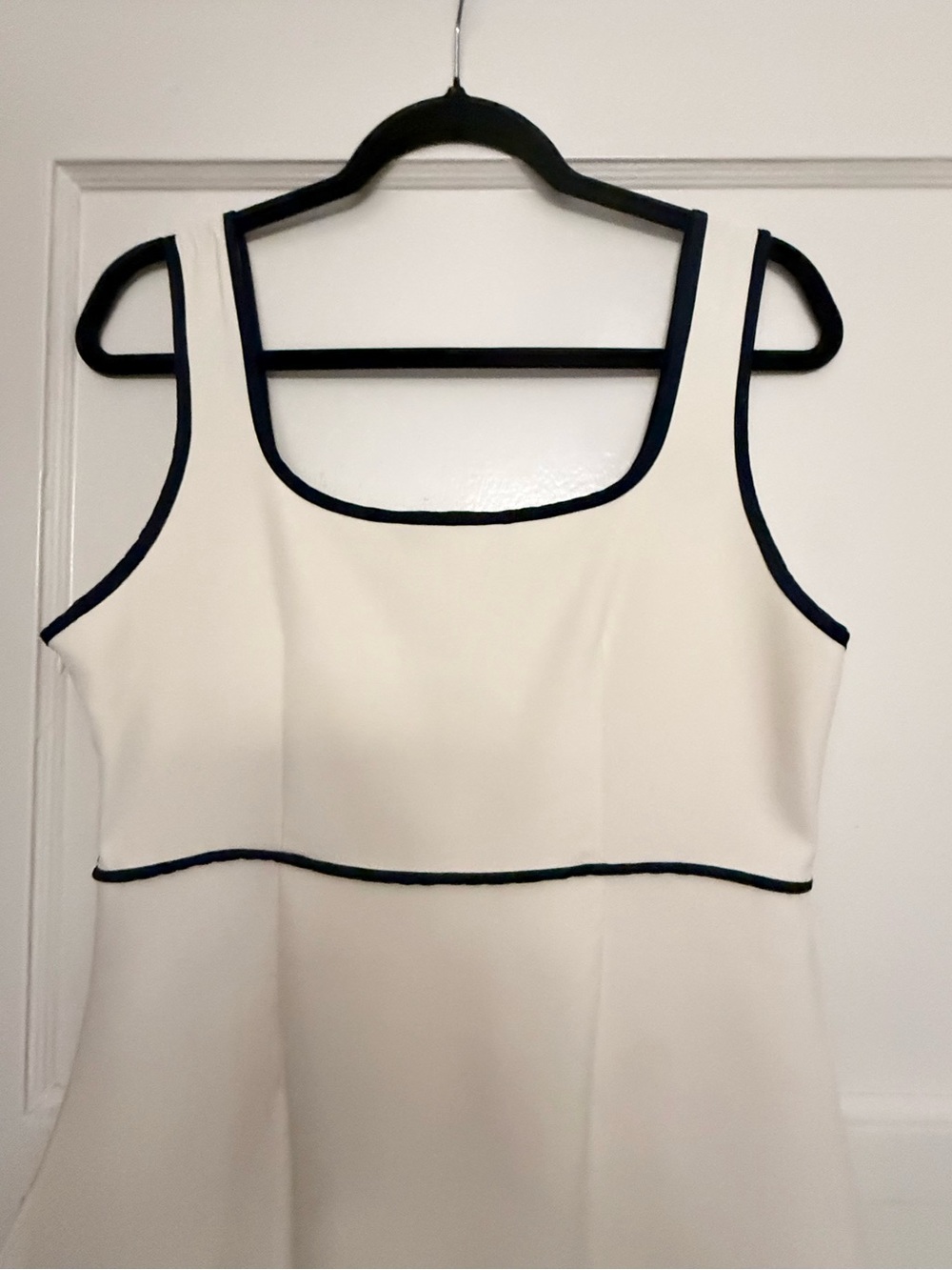 ZARA Contrast Trim Midi Dress Ecru Black NWT Size Large - Picture 15 of 15